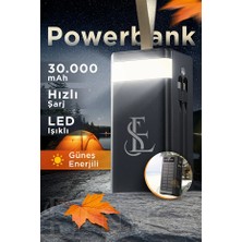 Ensiga Güneş Enerjili LED Işıklı 30.000 Mah Powerbank Ape Solar Şarj Aleti 2x USB Çıkışlı Mikro Type-C
