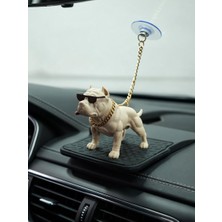 Decovio Araç Içi Torpido Üstü Zincirli Pitbull Köpek Süsü Tasarım Aksesuar 3D Biblo Köpek