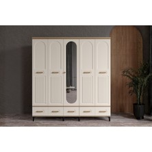 Doressa Hima Walnut 5 Kapılı Aynalı Gardırop