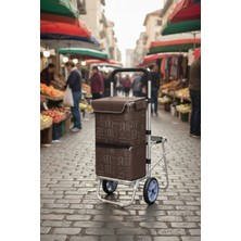 Vadi Katlanabilir Oturaklı Alüminyum Gövdeli Pazar Arabası – Sessiz Tekerlek, Fermuarlı Çanta