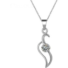 Kumi 925 Ayar Yaprak Taşlı Zincirli Gümüş Kolye Hediyelik