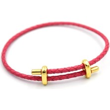 Skygo Deri Hasır Bileklik - Fuşya