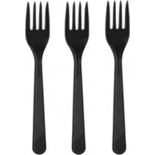 Eko Lüx Siyah Plastik Çatal 50'li