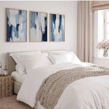 Pam Studio Mavi Bej Soyut 3’lü Çerçeveli Tablo Seti | Modern Minimal Duvar Tablosu