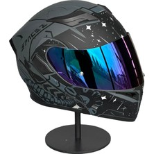 Scharf 902 Çene Açılır Motosiklet Kaskı – Güneş Gözlüklü H2 Grey (Rainbow Vizörlü)