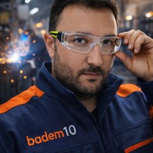 Badem10 (1 Adet) BX2100 Iş Güvenlik Gözlüğü Buğulanmaz Koruyucu Gözlük Silikon Kulaklık Şeffaf Cam EN-166F