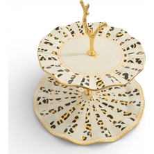 Sudedi Home Gerçek Altın Yaldızlı Leopar Desenli Iki Katlı Kurabiyelik