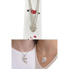 Stone Family Gümüş Renk I Love You Yazılı Ikili Çift Çelik Kolye