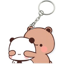 ADA 3D Dudu Bubu Panda Ayıcık Çift Anahtarlık Sevgiliye Özel Hediye Çanta Süsü Charm Sevgililer Günü