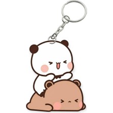 ADA 3D Dudu Bubu Panda Ayıcık Çift Anahtarlık Sevgiliye Özel Hediye Çanta Süsü Charm Sevgililer Günü