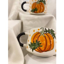 Color Craft Balkabağı Desenli El Yapımı Seramik Kupa - 2 Kişilik