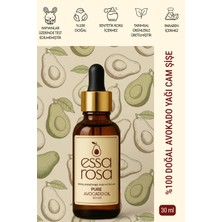 Essa Rosa Avokado Yağı Cam Şişe 30 ml- Doğal - Vegan - Nem Bombası - Sabit Yağ