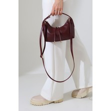 BALANZ Bordo Kadın Mini Boy Uzun Çapraz Askılı El ve Omuz Çantası [20X16 Cm]