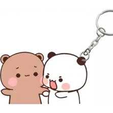 ADA 3D Dudu Bubu Panda Ayıcık Çift Anahtarlık Sevgiliye Özel Hediye Çanta Süsü Charm Sevgililer Günü