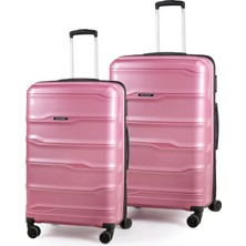 Polo&sky Azra Model Gül Kurusu Pp Kırılmaz 2'li Orta + Büyük Boy Valiz Seti