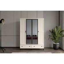 Doressa Duns Moon 4 Kapılı Camlı Gardırop