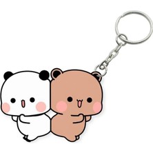 ADA 3D Dudu Bubu Panda Ayıcık Çift Anahtarlık Sevgiliye Özel Hediye Çanta Süsü Charm Sevgililer Günü