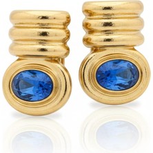 Diva Viva - Muse Series - Mavi Taş Detaylı Gold Küpe (KOD-420)