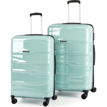 Polo&sky Azra Model Mint Yeşili Pp Kırılmaz 2'li Orta + Büyük Boy Valiz Seti