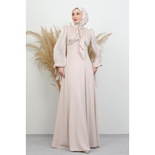 Tan Taş Detay Abiye Bej