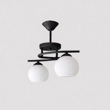 Kuzenler Modern Siyah 2 Li Beyaz Cam Avize