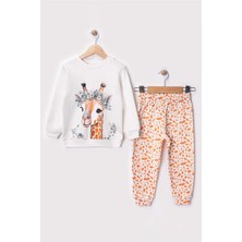 Bontino Unisex Çocuk %100 Pamuk Zürafa Figürlü Dijital Baskılı Alt Üst Takım