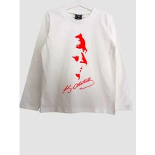 Geef Kids Atatürk Baskılı Beyaz Uzun Kollu T_shirt