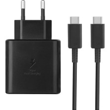 Virnex Samsung EP-TA845 S22+ S23+ S24+ S25+ Ultra Plus A36 A56 M56 S25FE Uyumlu 45W Süper Hızlı Şarj 2.0 Aleti Siyah