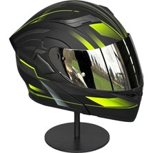 Scharf 902 Çene Açılır Motosiklet Kaskı – Güneş Gözlüklü Mx1 Yellow (Silver Vizörlü)