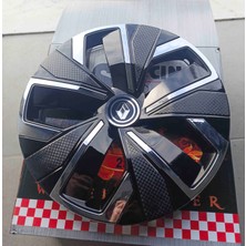 Yk Renault Megane / Fluence Uyumlu 16 Inç Krom Çıtalı Jant Kapağı 4'lü Takım Amblem Hediyeli