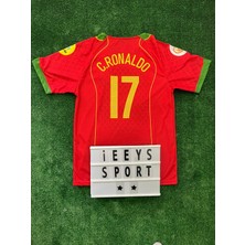 Nostalji Portekiz 2004 Avrupa Şampiyonası Cristiano Ronaldo Kısa Kol Retro Forma