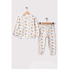 Bontino Unisex Çocuk %100 Pamuk Safari Hayvanları Desenli Dijital Baskılı Eşofman Takımı