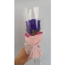 Badem Hediyecilik El Yapım Mor Gül Şönil Tekli Çiçek Buket –sevgililer Günü, Anneler Günü Için Hediye