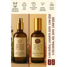 Essa Rosa Gül Suyu Cam Şişe 100 ml & Lavanta Suyu Cam Şişe 100 ml Canlandırıcı Enerji Verici - Stres Önleyici Doğal Saf Tonik - 2 Li Set