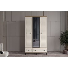 Doressa Risk Walnut 3 Kapılı Camlı Gardırop