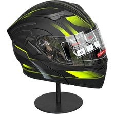 Scharf 902 Çene Açılır Motosiklet Kaskı – Güneş Gözlüklü Mx1 Yellow (Şeffaf Vizörlü)