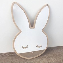 Evsay Çocuk Odası Dekoratif Duvar Aynası Sleepy Rabbıt, Pleksi Çocuk Odası Dekoru Kırılmaz Gümüş