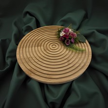 Florivya Design Doğal Ahşap Yuvarlak Kahve Sunumluk – Dekoratif Masa Üstü Servis Tabağı