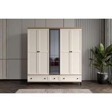 Doressa Duns Walnut 5 Kapılı Camlı Gardırop