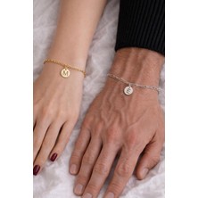 Sirius Jewelry 925 Gümüş | Pul Harf Zincir Çift Bileklik