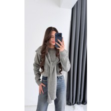 Moche Viral Atkı Detaylı Triko Kazak Antrasit