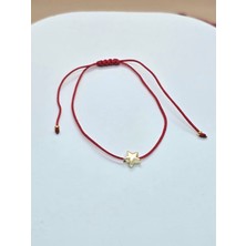 Yıldız Detaylı Kırmızı Ip Bileklik