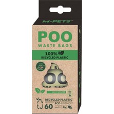 M-Pets 100% Recycled Dışkı Toplama Poşeti 15 Yaprak Nane Kokulu 4lü Paket
