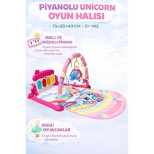 Hak-İş Oyuncak Piyanolu Unicorn Desenli Bebek Oyun Halısı – 0+ Ay, Hayvan Figürlü Işıklı ve Müzikli Gelişim Matı