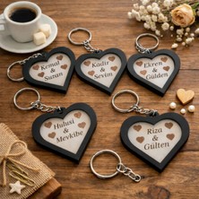 Kalp Temalı Anahtarlık Ahşap Kişiye Özel 5 Adettir NO47