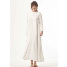 Nuss Saten Elbise Ekru