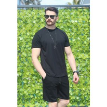 EYDAMOON Erkek Siyah 2 Li Set Regular %100 Pamuk Süprem Penye Kumaş Alt-Üst Takım