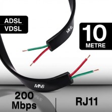 Mn6 MN207FS Telefon Hat Kablosu 10 Metre/2 TELLI-FLAT-RJ11 Kablo/kutu–modem Dsl Adsl Vdsl Kablosu