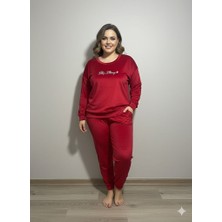 Boston Büyük Beden Kadife Pijama Takımı