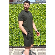 EYDAMOON Erkek Haki 2 Li Set Regular %100 Pamuk Süprem Penye Kumaş Alt-Üst Takım